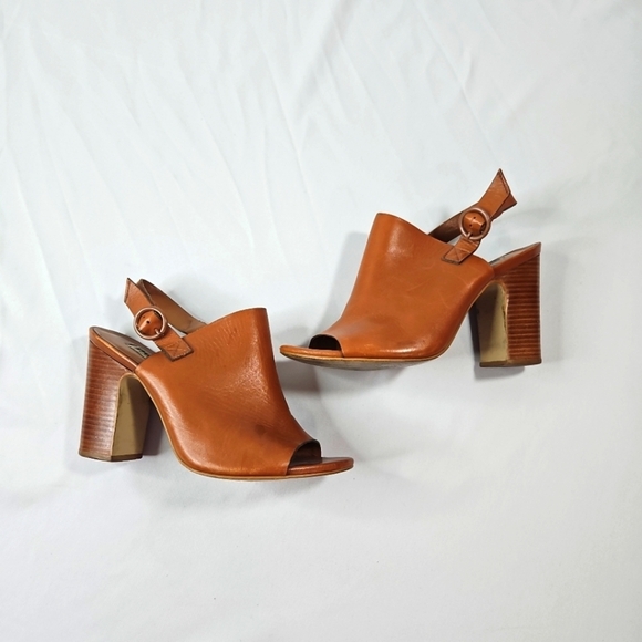 Dune London Brown Leather Buckle Strap Mules Sz 38 - Picture 4 of 7